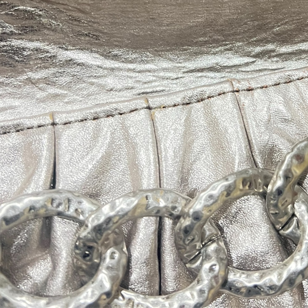 Juicy Couture Vintage Metallic Silver Crackled Leather Clutch - Y2K McBling - Picture 5 of 16